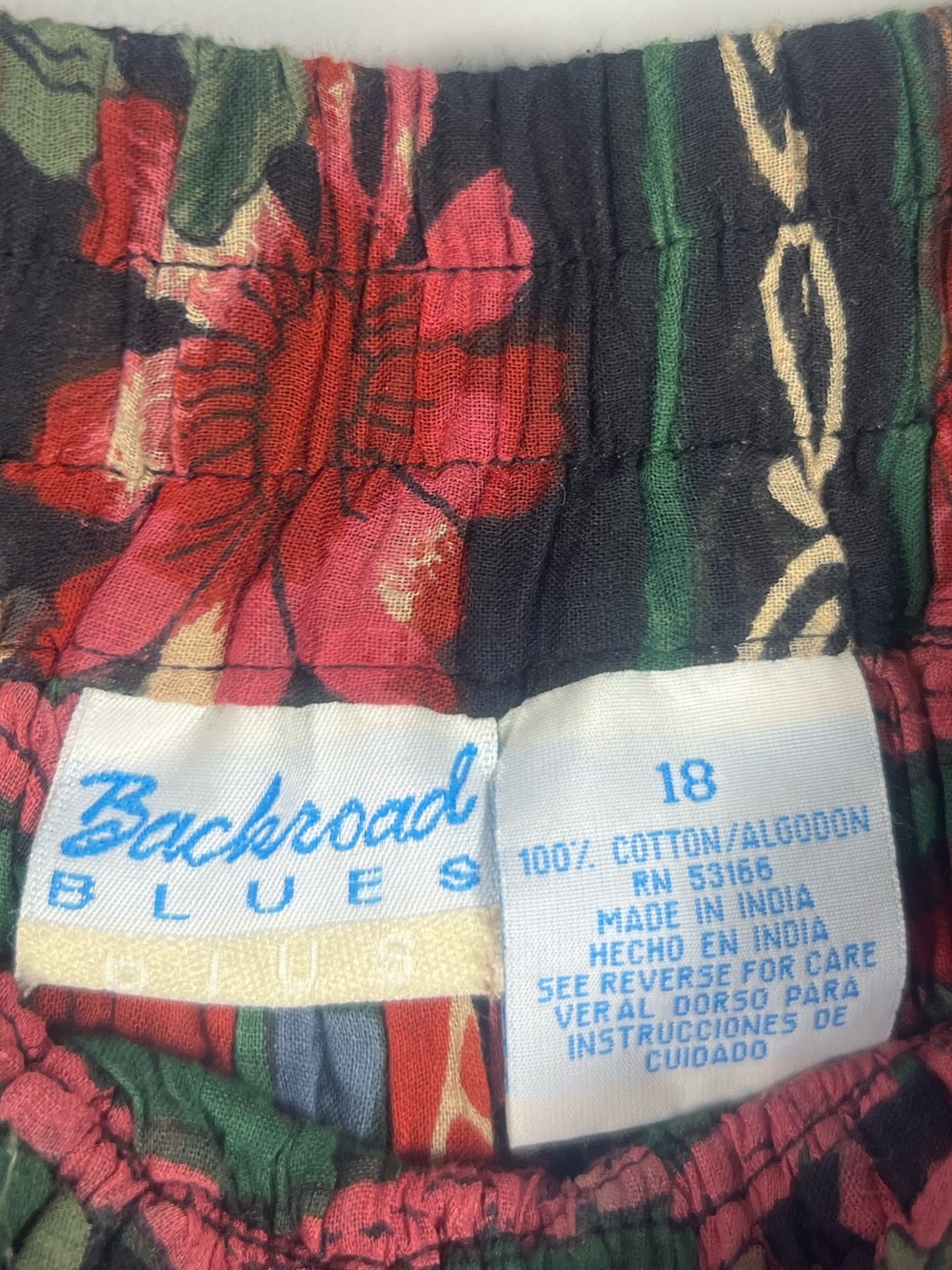 Backroad Blues Vintage Printed Skirt Drawstring Waist Cotton Size 10 - Picture 4 of 6